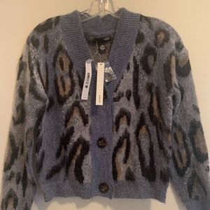 Aqua Blue Animal Print Sweater NWT XS